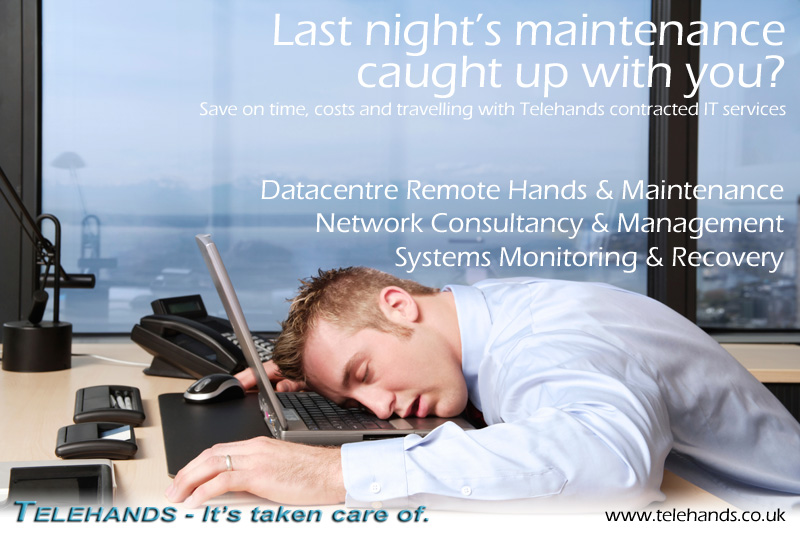 Man asleep on laptop - Last night's maintenance caught up with you?